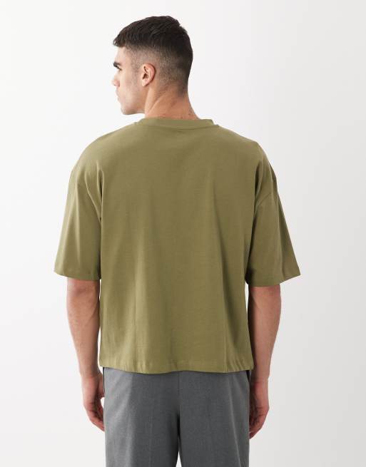 Camiseta verde oscuro de corte cuadrado extragrande de tejido grueso de ASOS DESIGN, 5 de 5