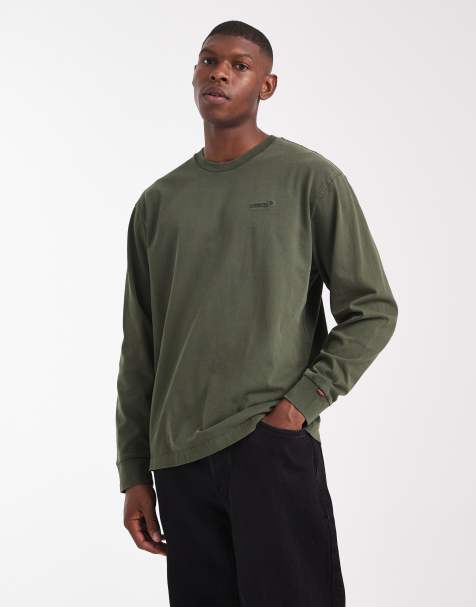 Camiseta verde oscuro de manga larga con acabado tintado y logo Authentic de Levi's - view 1