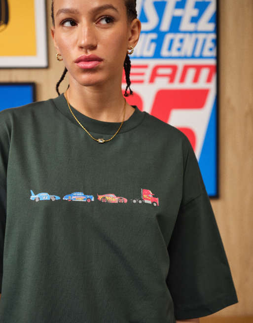 Camiseta verde oscuro extragrande con estampado de "Cars" de Disney Pixar de ASOS DESIGN, 5 de 5