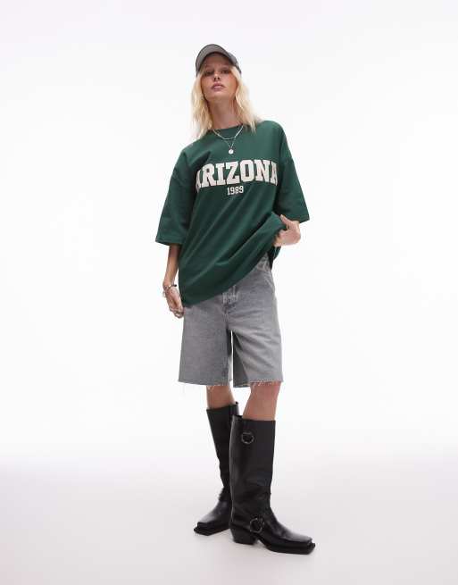 Camiseta verde oscuro extragrande con estampado gráfico "Arizona" de Topshop, 2 de 4