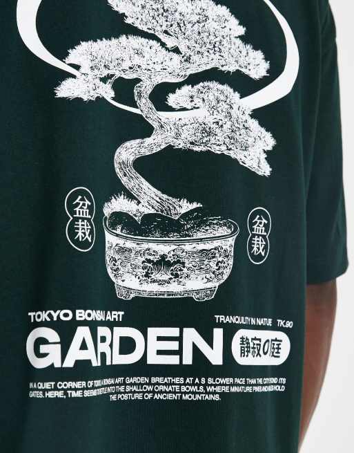 Camiseta verde oscuro extragrande con estampado gráfico de bonsái de ASOS DESIGN, 3 de 5