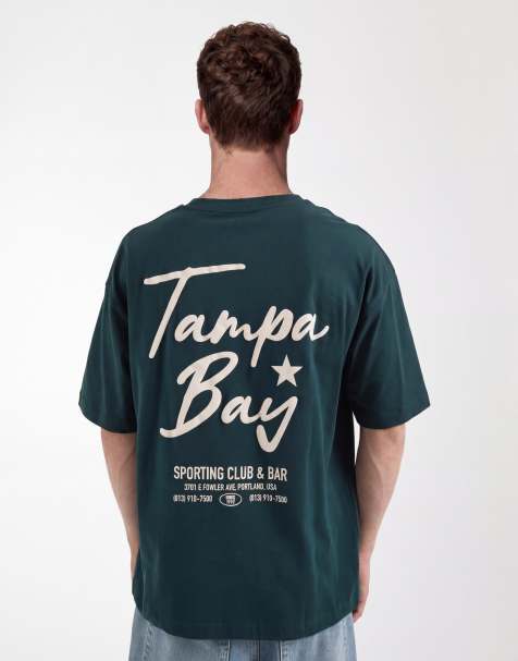 Camiseta verde oscuro extragrande con estampado gráfico de texto en la espalda de ASOS DESIGN - view 1