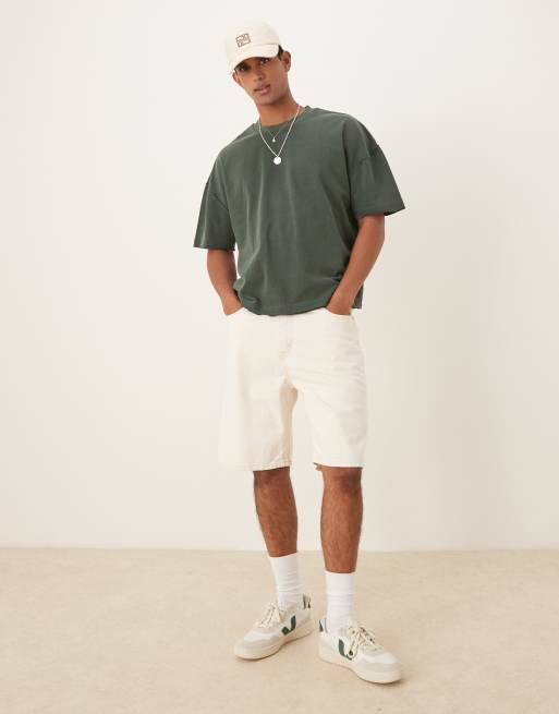 Camiseta verde oscuro extragrande con media manga y bajo sin rematar de ASOS DESIGN, 2 de 4