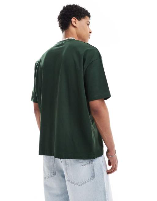 Camiseta verde oscuro extragrande de tejido grueso de ASOS DESIGN , 3 de 4