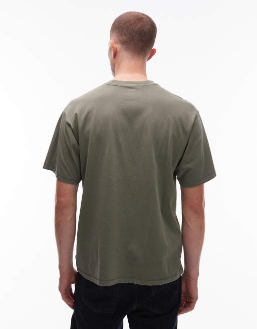 Camiseta verde oscuro extragrande vintage con acabado tintado y logo a tono de Levi's, 3 de 5