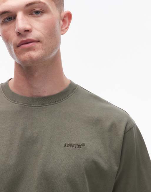 Camiseta verde oscuro extragrande vintage con acabado tintado y logo a tono de Levi's, 5 de 5