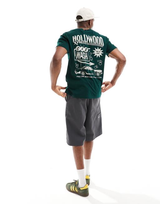 Camiseta verde oscuro holgada con estampado en la espalda Destination de Hollister