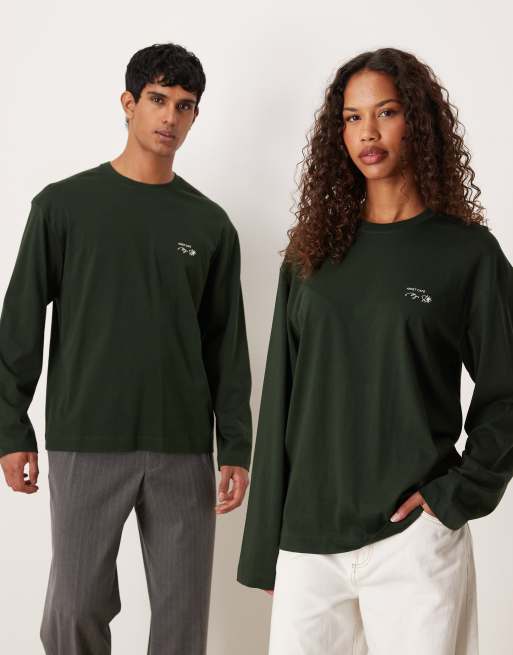 Camiseta verde oscuro unisex de manga larga con estampado trasero Cafe de ARKET , 2 de 4