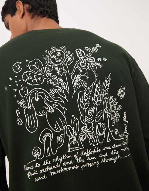 Camiseta verde oscuro unisex de manga larga con estampado trasero Cafe de ARKET , 3 de 4