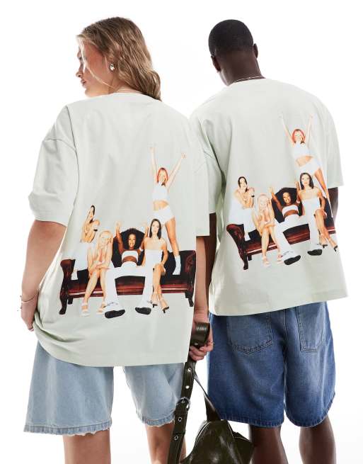 Camiseta verde pastel unisex extragrande con estampado de las Spice Girls de ASOS DESIGN
