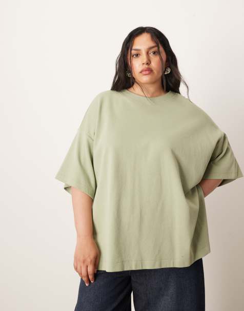 Camiseta verde pistacho extragrande de punto grueso texturizado premium de ARRANGE Curve (parte de un conjunto) - view 1