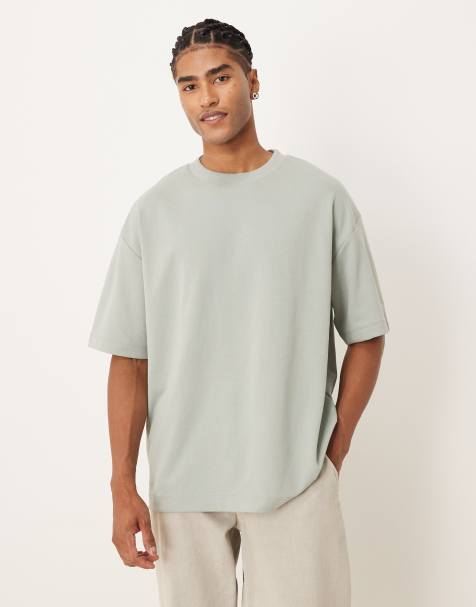 Camiseta verde salvia extragrande de tejido grueso suave de ASOS DESIGN - view 1