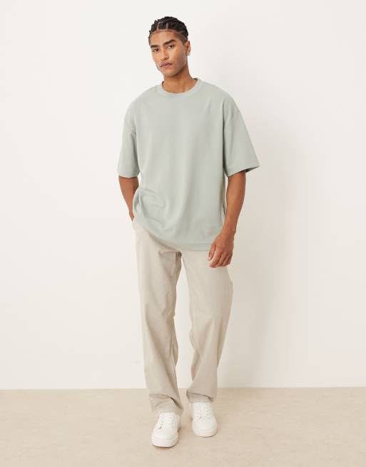 Camiseta verde salvia extragrande de tejido grueso suave de ASOS DESIGN, 2 de 5