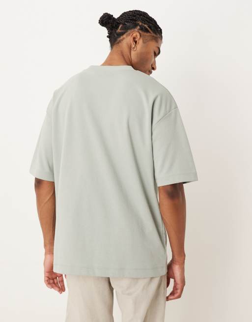 Camiseta verde salvia extragrande de tejido grueso suave de ASOS DESIGN, 3 de 5