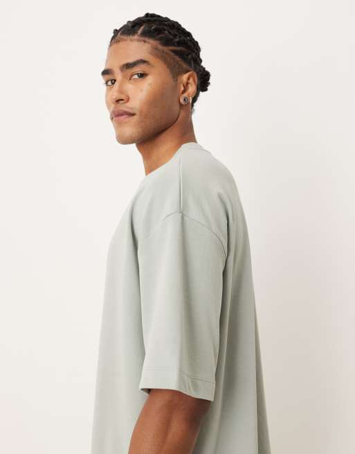 Camiseta verde salvia extragrande de tejido grueso suave de ASOS DESIGN, 4 de 5