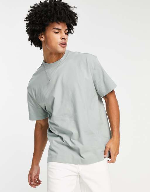 Camiseta verde salvia extragrande exclusiva en ASOS de Weekday