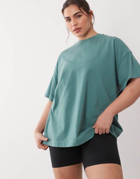 Camiseta verde salvia lavado extragrande de tejido grueso de algodón con acabado de secado rápido Icon de 4505 Curve - view 1