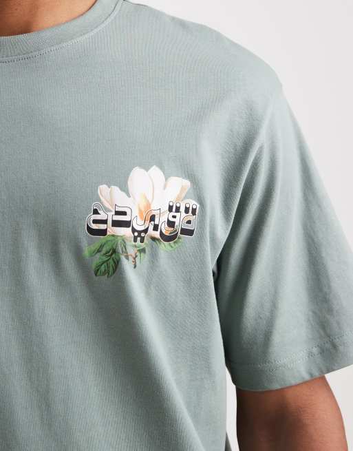 Camiseta verde salvia oscuro holgada con estampado de flor en la espalda de ONLY & SONS, 5 de 5