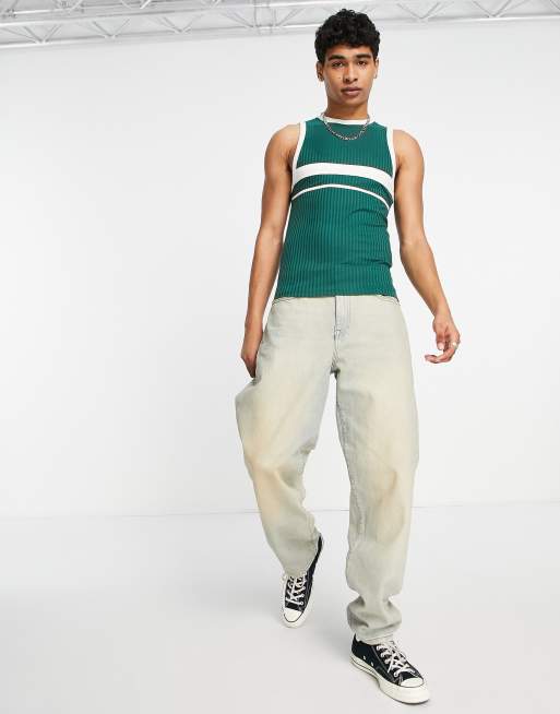 Camiseta verde sin mangas ajustada con diseño deportivo a rayas de ASOS DESIGN, 4 de 4