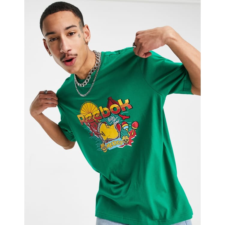 Camiseta Reebok Hombre Verde Estampado