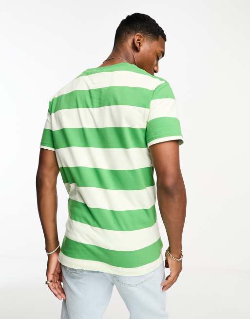 Camiseta verde unisex con diseño color block a rayas de Tommy Jeans, 2 de 4