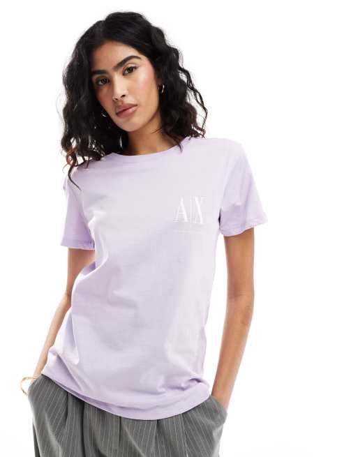 Camiseta violeta claro de corte estándar de Armani Exchange