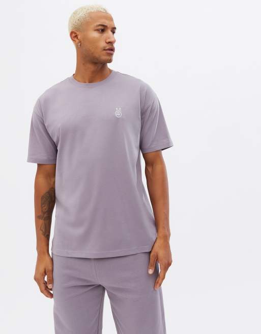 Camiseta violeta extragrande con bordado de la señal de la paz de New Look