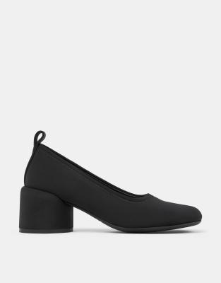 Topshop - Daphne - Scarpe nere effetto coccodrillo con tacco e punta