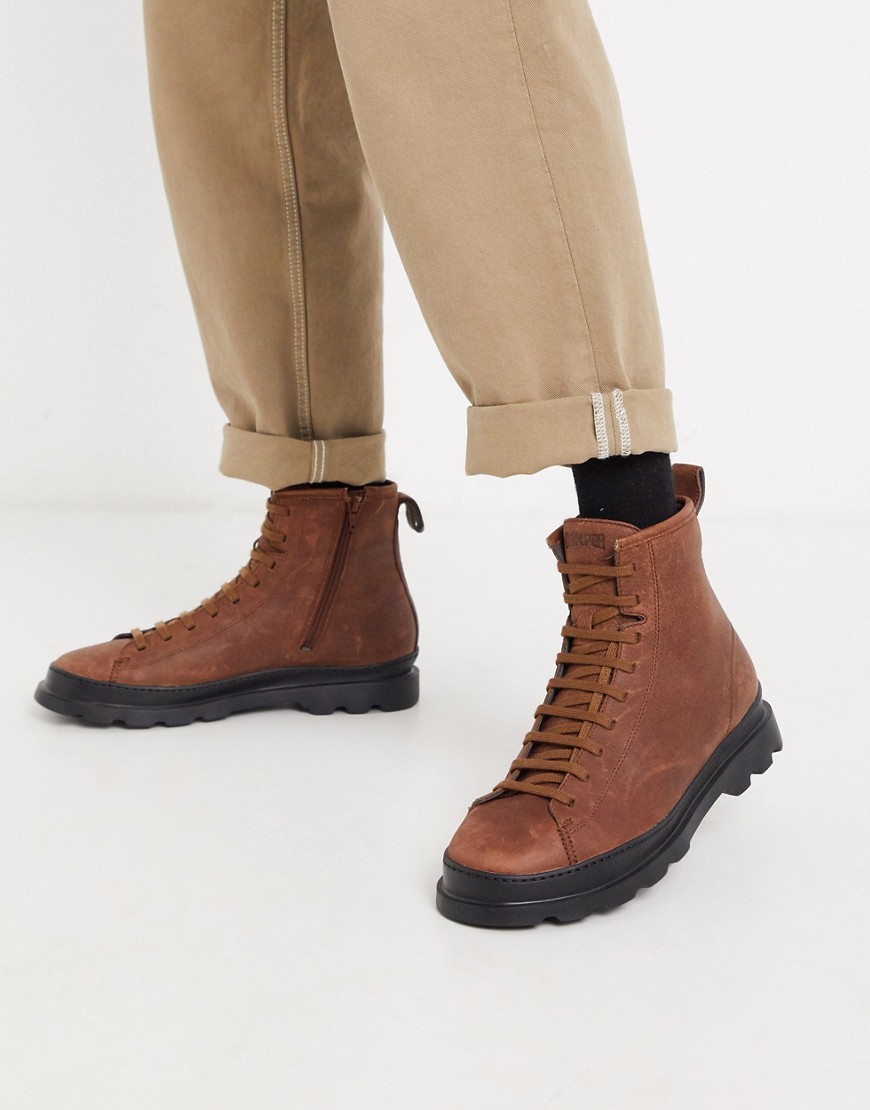 Camper – Bruna boots med snörning-Guldbrun