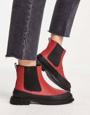 Camper chunky chelsea boots in red