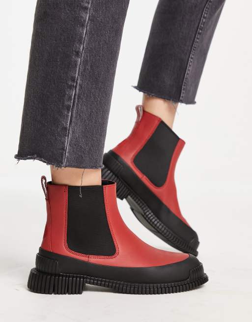 Camper chunky Chelsea boots in red