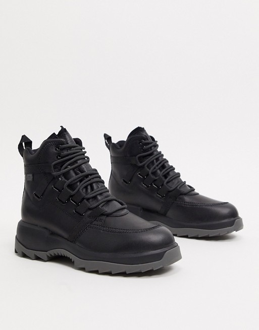 Camper chunky lace up ankle boots in black