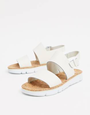 camper white sandals