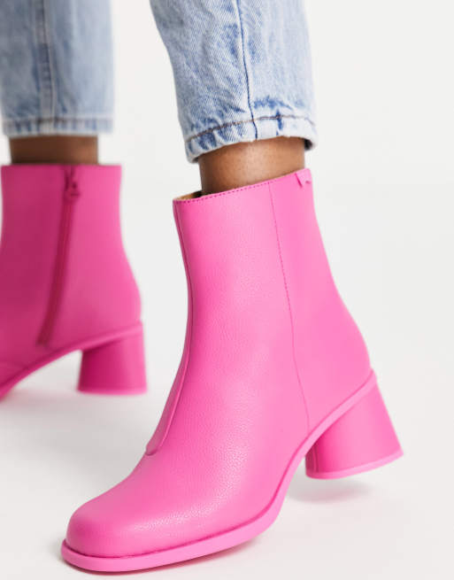 Camper – Kiara – Rosa klackboots i nubuckläder