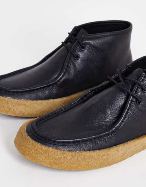 Camper leather boots with natural sole in black
