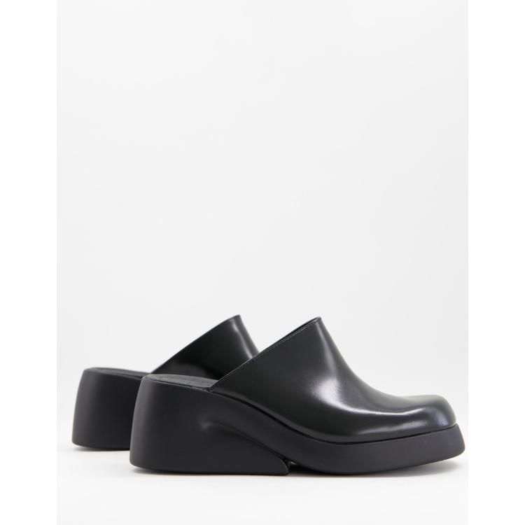 Camper leather heeled mules in black ASOS