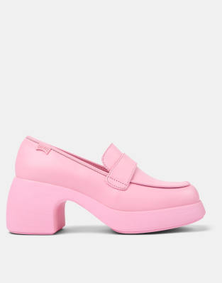 Camper - Leder-Loafer in Rosa mit Absatz