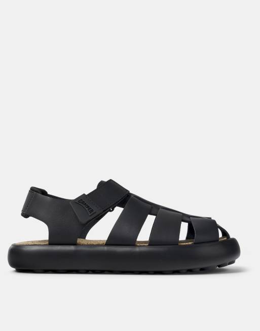 Camper – Leder-Sandalen in Schwarz mit Fesselriemchen