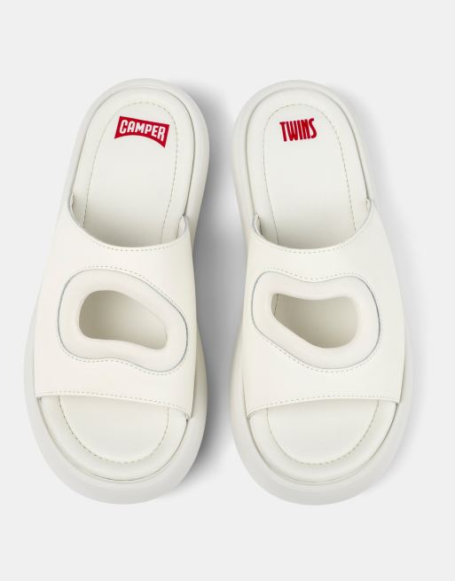Camper – Leder-Slider in Weiß, 2 von 4
