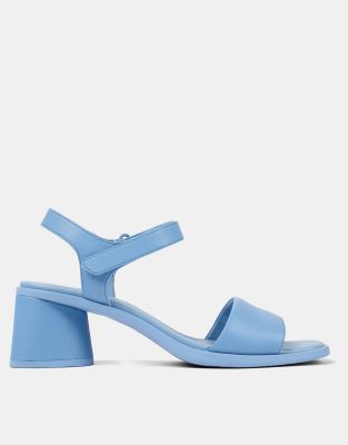 Camper - Ledersandalen in Blau mit Absatz