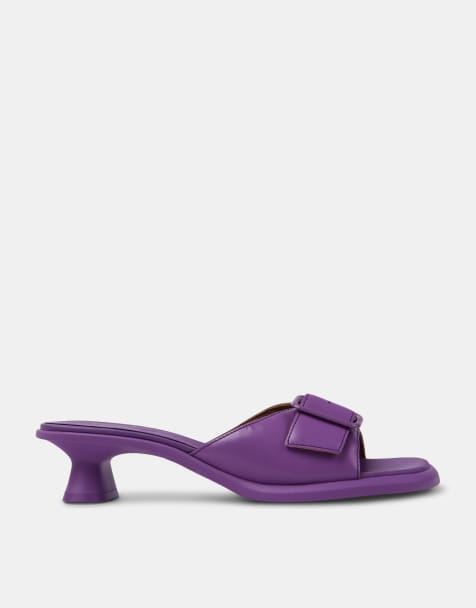 Camper – Ledersandalen in Lila mit niedrigem Absatz - view 1