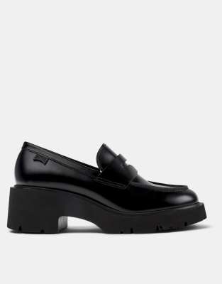 Camper - Loafer aus Leder in Schwarz mit dicker Sohle