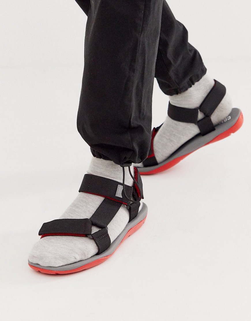 Camper match chunky sandal in black/red