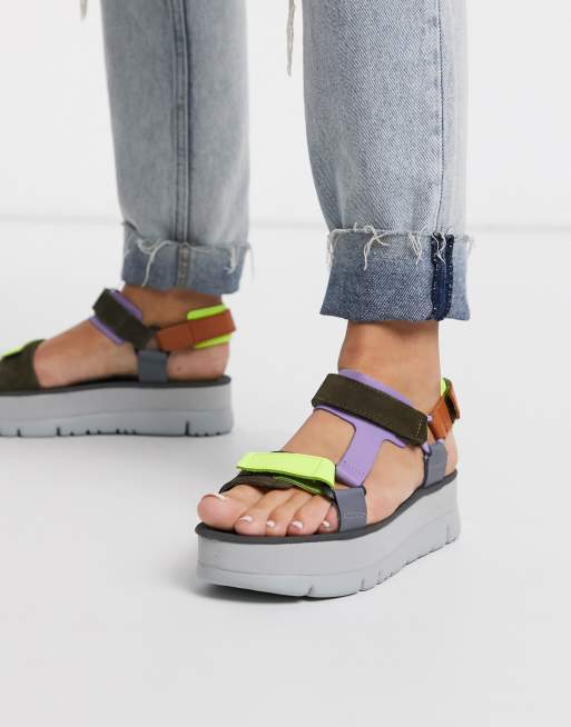 Camper Oruga flatform sandal in lilac multi