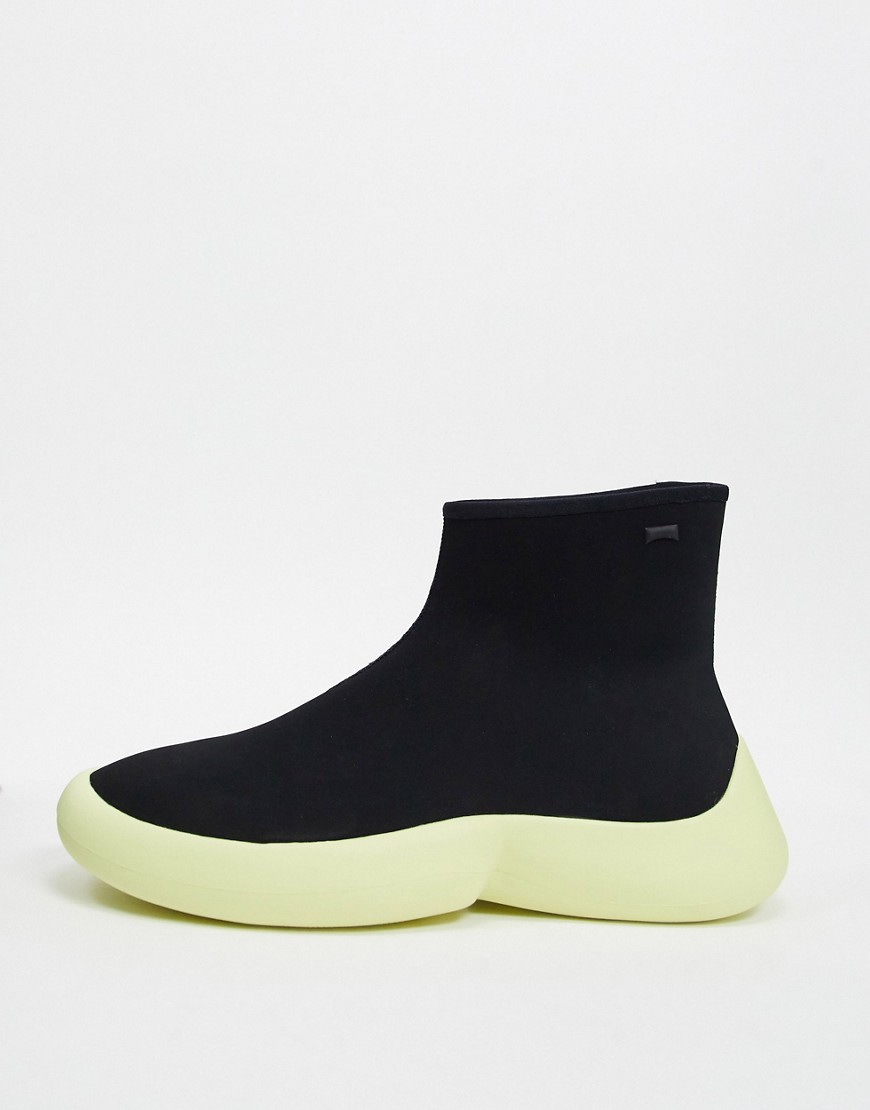 Camper - Sneakers a calza nere con suola gialla-Nero