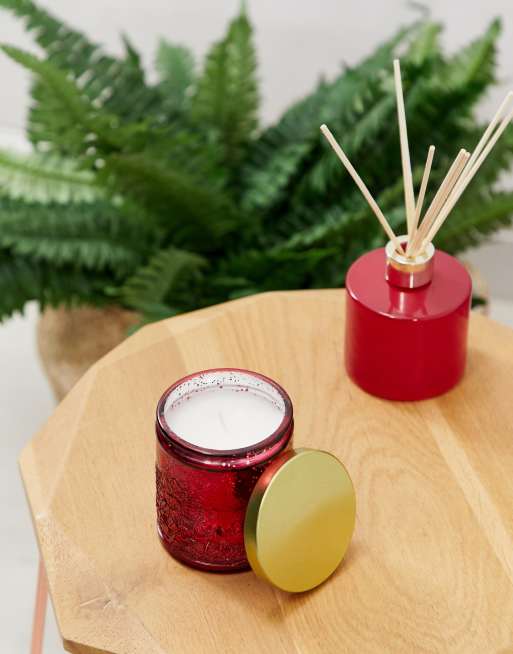 Candlelight - Geribbelde glazen kaars in rood, 2 van 4