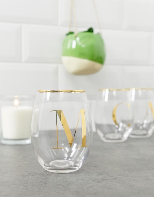 Candlelight M letter glass