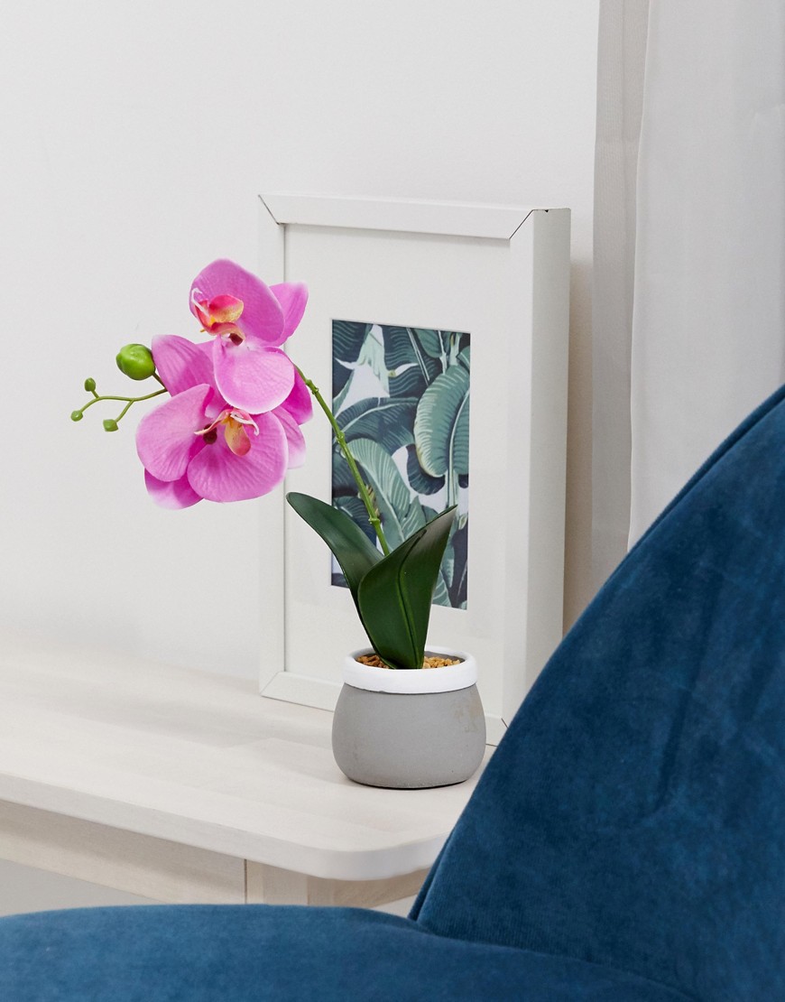 Candlelight - Vaso con orchidea finta in cemento-Viola
