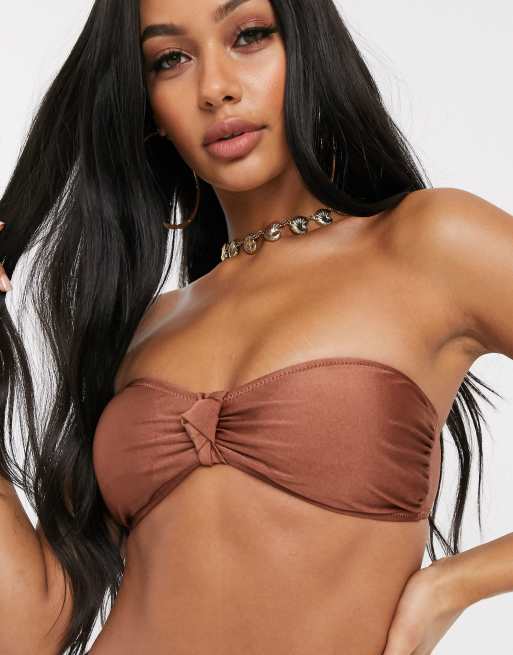 Candy Pants Knot Bandeau Bikini Set in Brown, 2 of 3