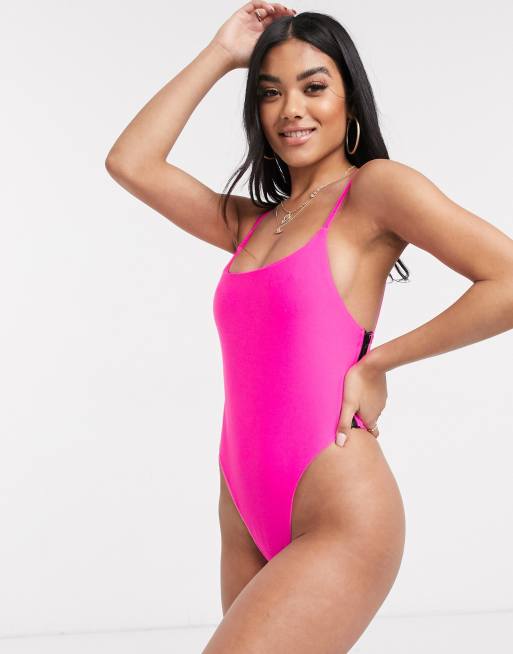 Candy Pants - Maillot 1 pièce avec fermeture éclair sur le côté - Rose